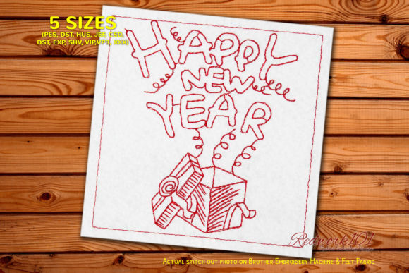 Review: Happy New Year Gift Box Unboxing Redwork Design