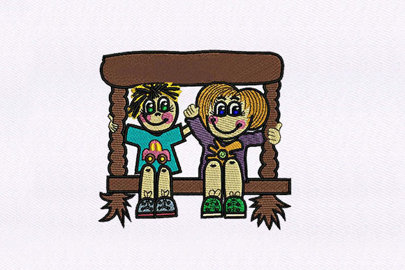 Swinging Kids: A Sweet Embroidery Design for Baby Gifts
